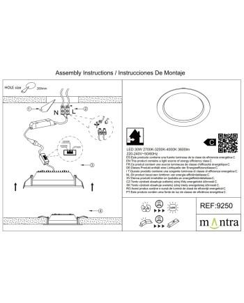 NASAO * EMPOTRABLE LED CCT 30W BLANCO
